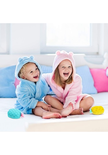 Mufunye Renkli Ananas Şekilli Yumuşak Silikon Banyo Fırçası Ve Sünger Seti