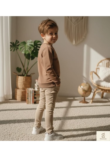 Minibohe Erkek Çocuk Sweatshirt Kahve Kahverengi