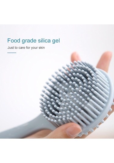 Çok Fonksiyonlu Silikon Fırça Vücut Uzun Saplı Çift Taraflı Banyo Duş Fırçası Sırt Masajı Peeling Wisp Vücut Fırçalama Fırçası Wbl
