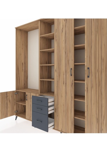 Hyperion Dolap 13 Raflı 3 Çekmeceli 4 Kapaklı 220x44x243 Çam-çam/antrasit Atlas Çam/antrasıt Hyperion Dolap 13 Raflı 3 Çekmeceli 4 Kapaklı 220x44x243 Çam-çam/antrasit Atlas Çam/antrasıt