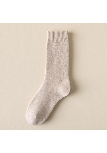 Bej Erkek Mürettebat İş Çorapları Düz Renk Erkek Kış Kalınlaşmış Çorap Pamuk Yüksek Tüp Spor Çorapları Bej