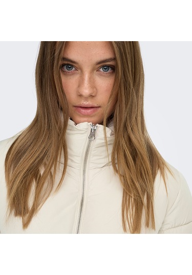 Jacqueline De Yong Newerica Life Short Padded Kadın Ekru Dik Yaka Ceket Ekru