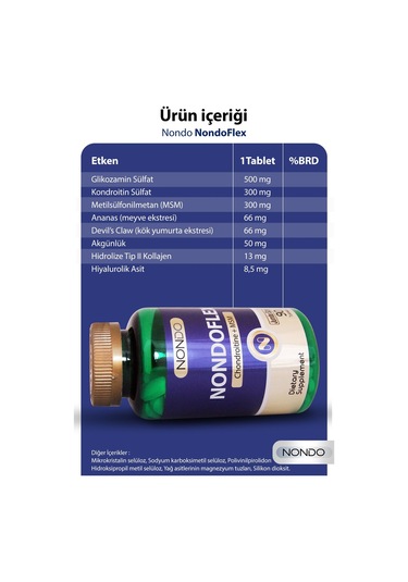 Nondo Flex 90 Tablet Jumbo Boy Glukozamin Glucosamine Kondrotin Msm Tip 2 Kolejen Akgünlük Ekstresi