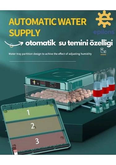 130 Yumurtalık Tam Otomatik Kuluçka Makinesi Extra Yedek Motorlu Akü Kablolu Silindir Viyollü Profes