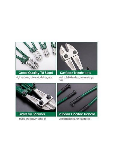 Padalink Tuosen T8 Çelik El Kesici - Çelik Çubuk, Tel Ve Tel Kablo Kırıcı - Yeşil/gümüş 12 İnç