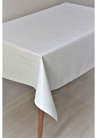 Astarlı Silinebilir Pvc Muşamba Masa Örtüsü Çizgili - 78-b1 Beyaz