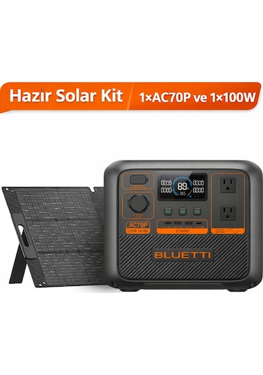 Bluetti Ac70p Hazır Solar Kit 864wh 1000w 1x100w Panel