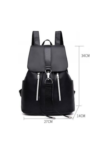 Yogodlns Kadın Sırt Çantası Tiki Tarzı Su Geçirmez Sırt Çantaları Metal Halka Fermuarlı Sırt Çantaları Siyah