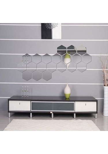 Kırmızı 12/24/28/30 Adet Altıgen Kendinden Yapışkanlı Ayna Etkisi 46 40 23mm Kırmızı