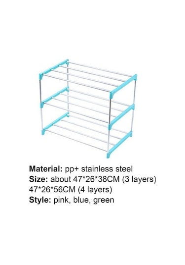 Yeşil 3/4 Katlı Ayakkabı Rafı Montajlı Kolay Kurulum Paslanmaz Çelik Ev Terlik Depolama Rafı Ev İçin 4 Katman Yeşil
