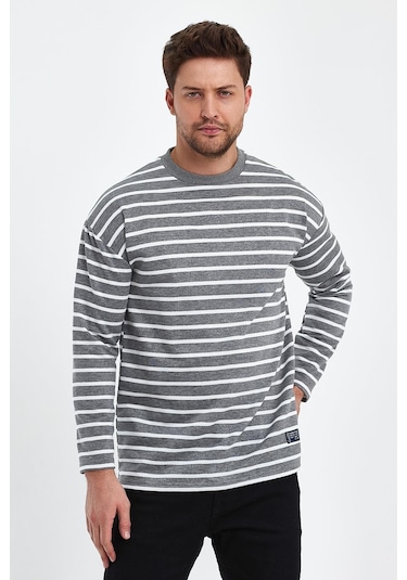 Alexander Gardi Alexandergardı Çizgili Comfort Fit Basic Sweatshirt B23-00158 001