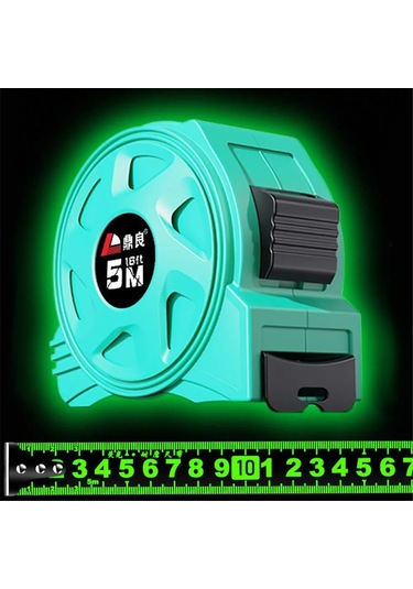 Karanlıkta Yeşil Parlayan Mezura Gece Lambası 5 M 19mm Yüksek Hassasiyetli Ölçme Aracı Ağaç İşleme Cetveli Su Geçirmez Ve Anti Korozyon