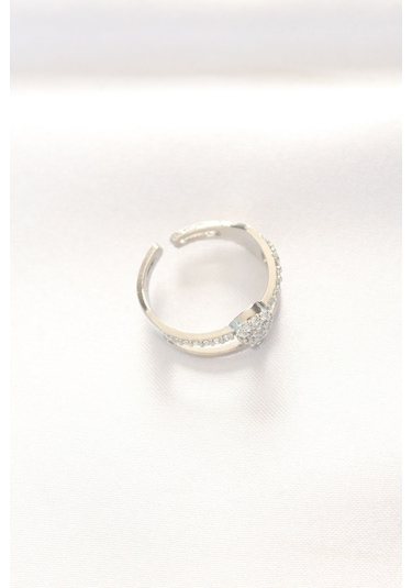 Topçuk Model Silver Renk Ayarlanabilir Yüzük 2li Görünümlü Çok Renkli