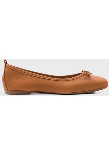 Luvishoes 01 Taba Cilt Kadın Babet Taba
