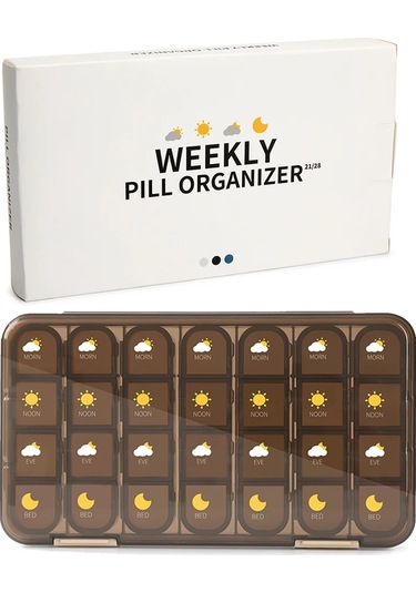 21/28 Izgara Hap Kutusu Büyük Kapasiteli Hap Kutusu Hap İlaç Depolama Hap Kutusu Haftalık Vitamin Organizatör Pastillero Nem Dayanıklı Şarap Kırmızı