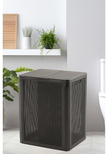 Omnipazar Sy-4632 Smart Duo İki Bölmeli Kirli Çamaşır Sepeti 84 Litre Antrasit 116 Antrasit