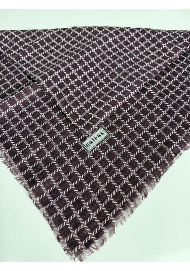 Eripek Desenli Flamalı Keten Eşarp- 06112 Mürdüm