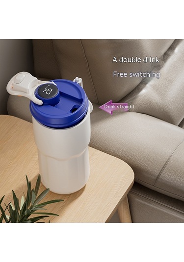 Sımıcg 420ml Kahve Termal Kupa Ekran Sıcaklığı Termos Bardak Beyaz