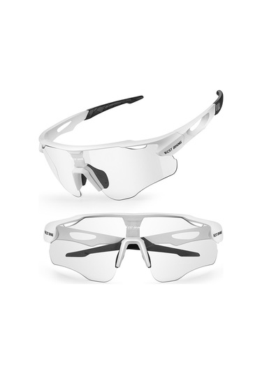 West Bıkıng Yp0703172 Bisiklet Gözlükleri Fotokromik Polarize Renkli Lensli Yol Bisikleti Güneş Gözlüğü - Beyaz Çerçeve Beyaz