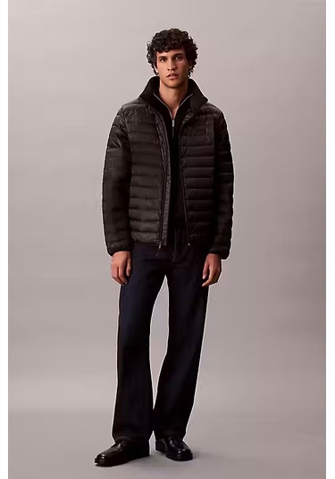 Erkek Regular Fit Kapitone Şişme Mont - Siyah Black