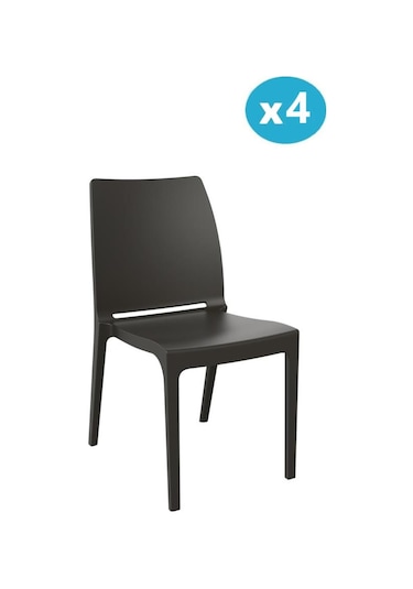 Omnipazar Sy-2506 Plastik Eve Bahçe Koltuk Sandalye 4'lü Set Kahverengi