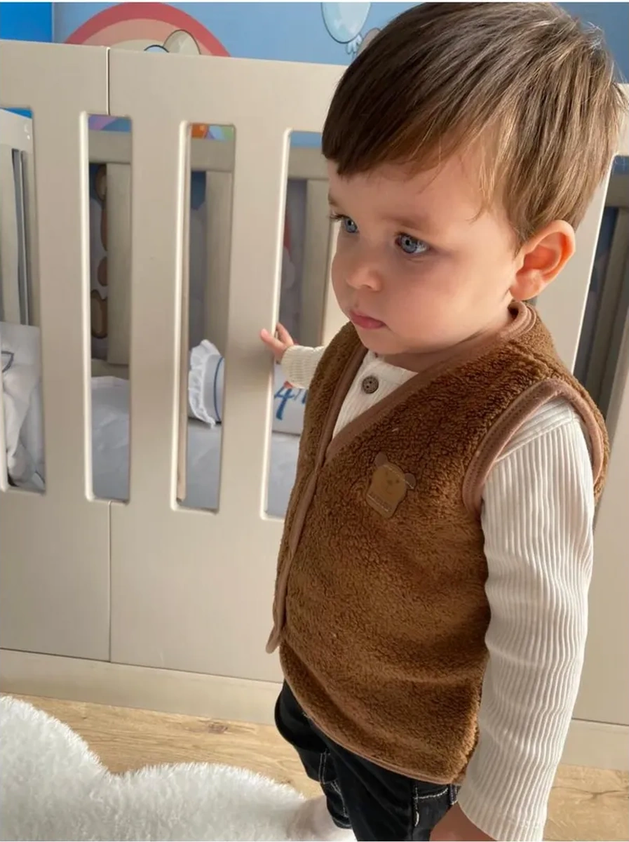 Ay Yıldız Çocuklar İçin Teddy Yelek Kolsuz 330312204 Koyu Kahverengi