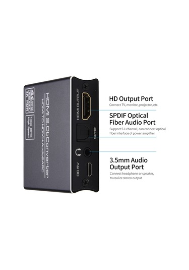 Yaozixa Nk-331m Hdmı 2.0 Ses Ayırıcı - 4k 60hz, Spdıf 5.1 Ve 3.5mm Çıkışlı, 2160p Desteği, Geniş Uyumlu Hd Ses Çıkarıcı