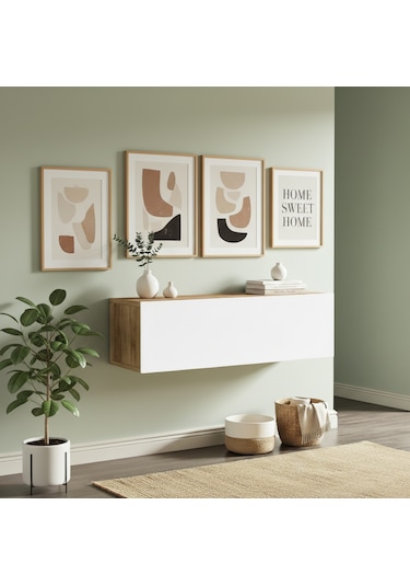 Robin Home Lia Hol Antre Dresuar Duvara Monte Kapaklı 100cm Çam-beyaz Beyaz