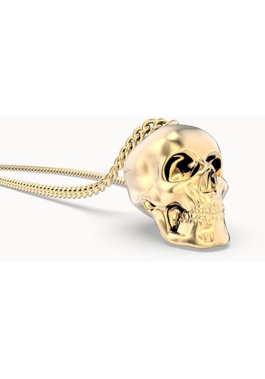 Chocli 18 Ayar Altın Kaplama Skull Kolye