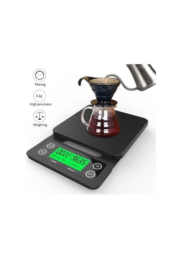 Trendooze Gaojunshop01 Siyah Kahve Terazisi - 0.0 Oz Hassas Ölçümli Zamanlayıcı Siyah