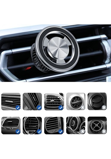 Jmary Mh-77 Magnetik 360 Derece Oynar Başlıklı Telefon Tutucu Havalandırma Tasarım Gri