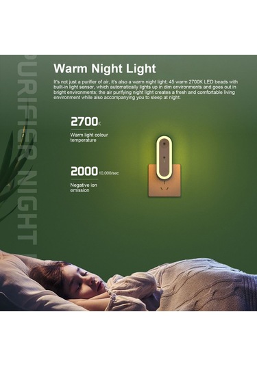 Wezone Beyaz Led Akıllı Hisli Nefes Temizleyici Gece Lambası, 20milyon İyon/saniye, 100-240v Avrupa Standartı Çok Renkli