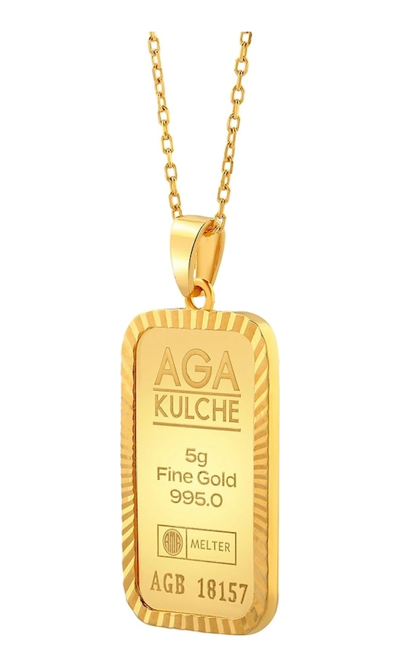 Agakulche 5 Gr Kalemli Altın Külçe Kolye
