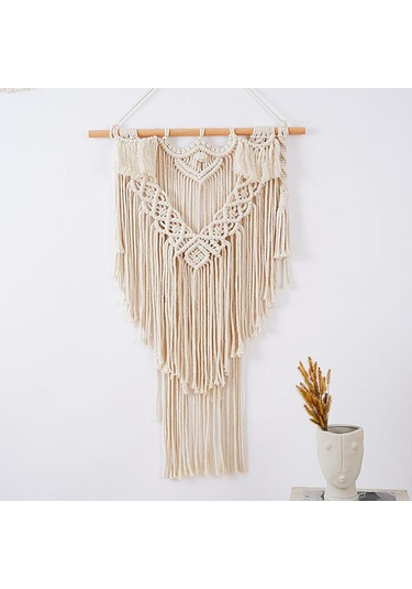 Homyl Yurt Arkaplanı Için Şık Makrome Goblen Fringe Wall Art
