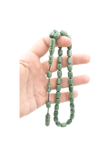 Sistemli Kapsül Kesim Kanayan Bağa Simli Yeşil Katalin Tesbih