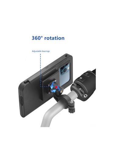 Su Geçirmez Motosiklet Telefon Tutucu 4.7-7.0 İnç Telefon Hassas Pet Dokunmatik Ekran 360 Ayarlanabilir Dönüş 2.05cm-3.0cm Gidon Siyah