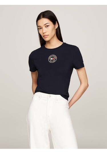 Tommy Hilfiger Kadın Logo T-shirt Lacivert-mavi