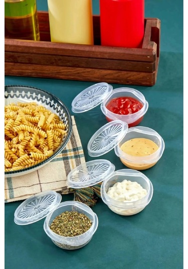 9 Lu Yelpaze Kapaklı Şeffaf Mini Sosluk - Ketçap Mayonez Kabı- Kahve Yanı Şeker Lokumluk Çok Renkli