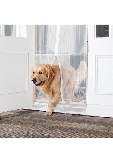 Büro Ev Ofis Yazlık İçin 90x210cm Manyetik Mıknatıslı Beyaz Kapı Pencere Sinekliği Tülü