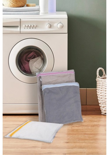 2'li Set 3'lü Çamaşır Filesi Ve Sütyen Yıkama Topu Beyaz