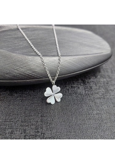 925 Ayar Gümüş Yonca Model Unisex Kolye Gümüş