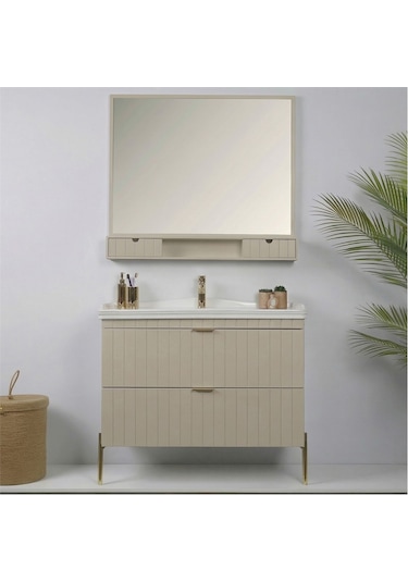 Kobos Noble 100 Cm Banyo Dolabı Seti Luna Gri