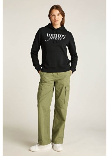 Kadın Tjw Logo Kapüşonlu Sweatshirt - Siyah Black