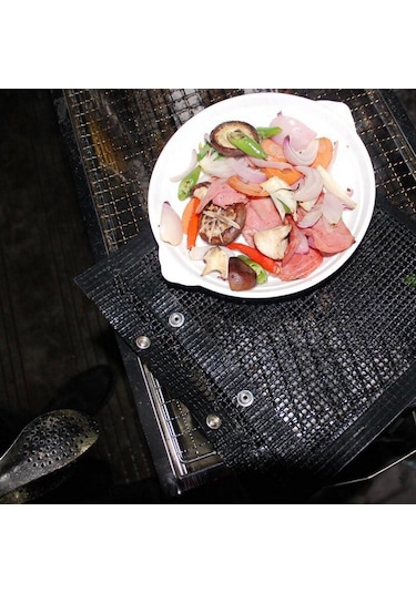 Homyl Açık Barbekü Izgara Örgü Çanta Yapışmaz Isıya S Siyah