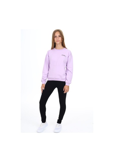 Toontoy Kız Çocuk Baskılı Taytlı Takım Lila