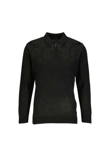 Finesuits Erkek Desenli Yünlü Kazak 2422201024.dsfpyr Siyah