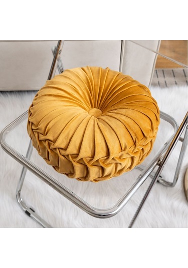 Atmak Yastık El Dikişli Pilili 3d Hollandalı Kadife Kabak 40cm-14 Ekru