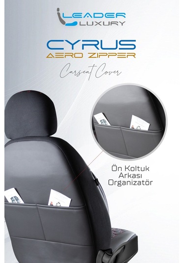 Kia Sportage Uyumlu Deri Detaylı Oto Koltuk Kılıfı Ön Arka Takım Cyrus Siyah Kırmızı