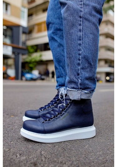 Pabucmarketi Bağcıklı Erkek Sneaker Bot Lacivert Lacivert