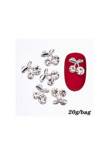 20 Adet/torba Kiraz Aolly Tırnak Charms Kırmızı/pembe Rhinestones Kiraz Nail Art Kristal Taşlar Parlak Metal Zirkon Kiraz Tırnak Sanat Dekoru & Y Ordu Yeşil